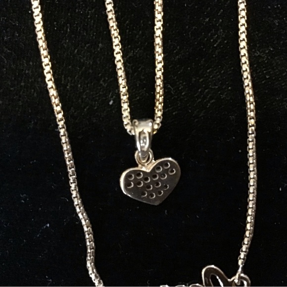 Beautiful two strand diamond necklace, both marked 925. - Picture 3 of 10